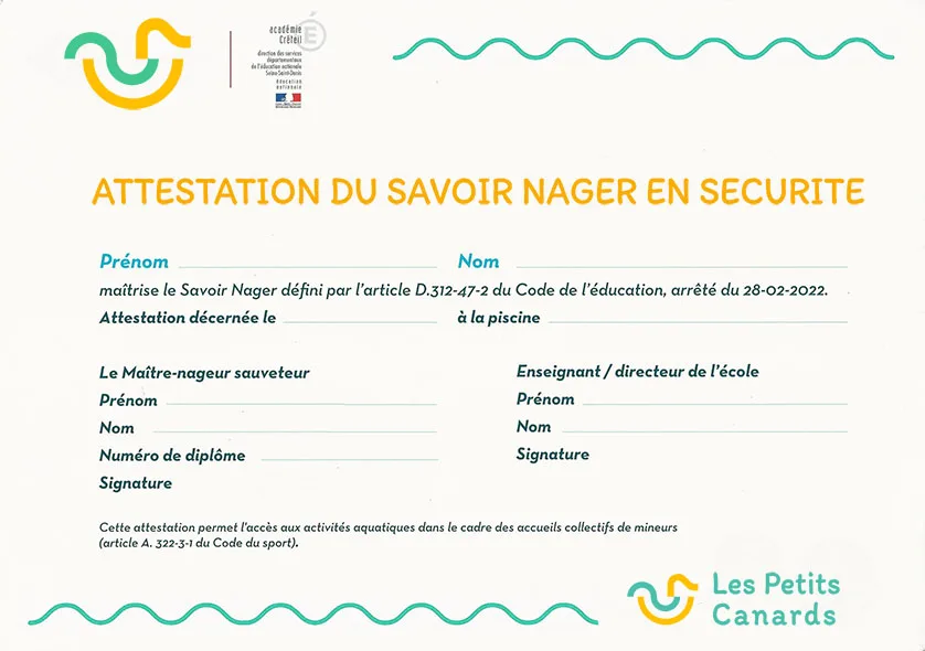 diplome PC ASNS Attestation Scolaire Nager en Sécurité